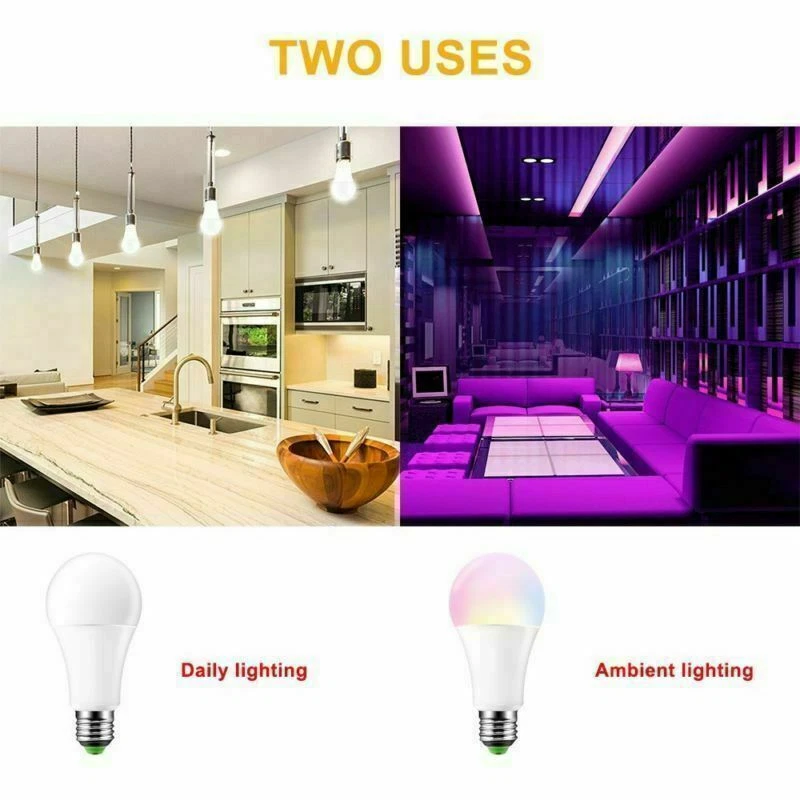 E26/E27RGBW LED Light Bulb Color Changing Dimmable Lamp With Remote Control Lot - Image 4 of 4