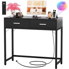 Vanity Desk with Mirror and Lights, 36'' Makeup Vanity Desk with Power Outlet...