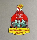 VINTAGE 16” 1957 SHERWIN WILLIAMS PORCELAIN SIGN CAR GAS TRUCK OIL MOTORCYCLE