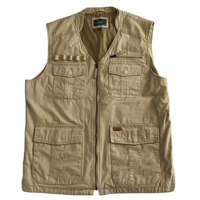 G.H. Bass Mens Y2K Retro Fisherman Utility Gorpcore Outdoors Khaki Vest Size XL