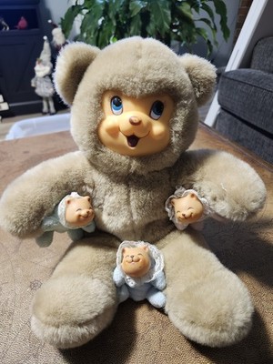 Vintage DanDee Rubber Face Brown Teddy Bear Plush Stuffed Mom Mama with 3 Cubs