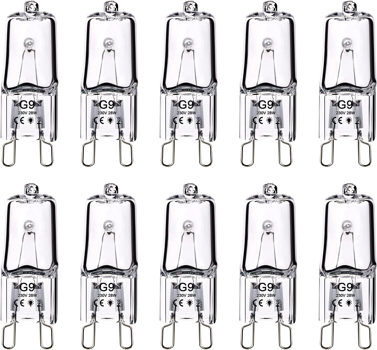 10 Pack G9 Halogen Bulbs, 28W G9 Light Bulbs 230V 370Lm 2800K Warm White Light L