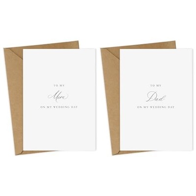 Set of 2 Wedding Day Card for Parents, To My Dad and Mom On Our Wedding Day, 