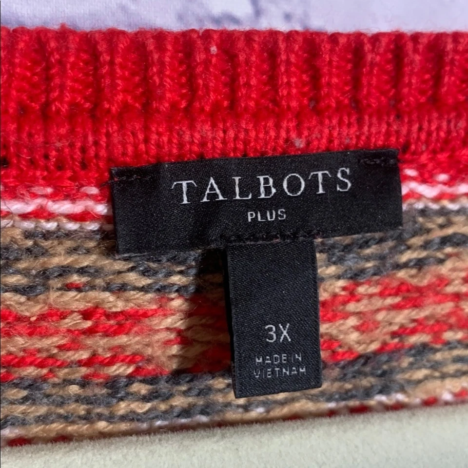 Suéter Talbots Mujer Colorido Fair Isle Cuello Redondo Talla 3X Rojo Crema Navidad Foto 3 de 4
