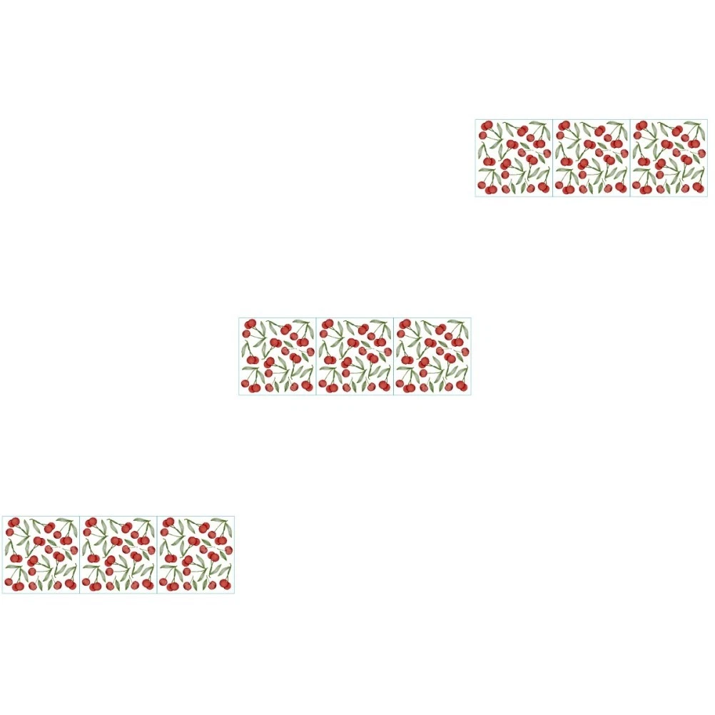 Durable Fruit Sticker 3Pcs Cherry Bedroom Decoration Self Adhesive PVC