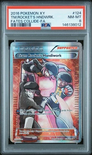 Pokémon XY Team Rocket's Handiwork 124/124 Fates Collide Full Art 2016 PSA 8