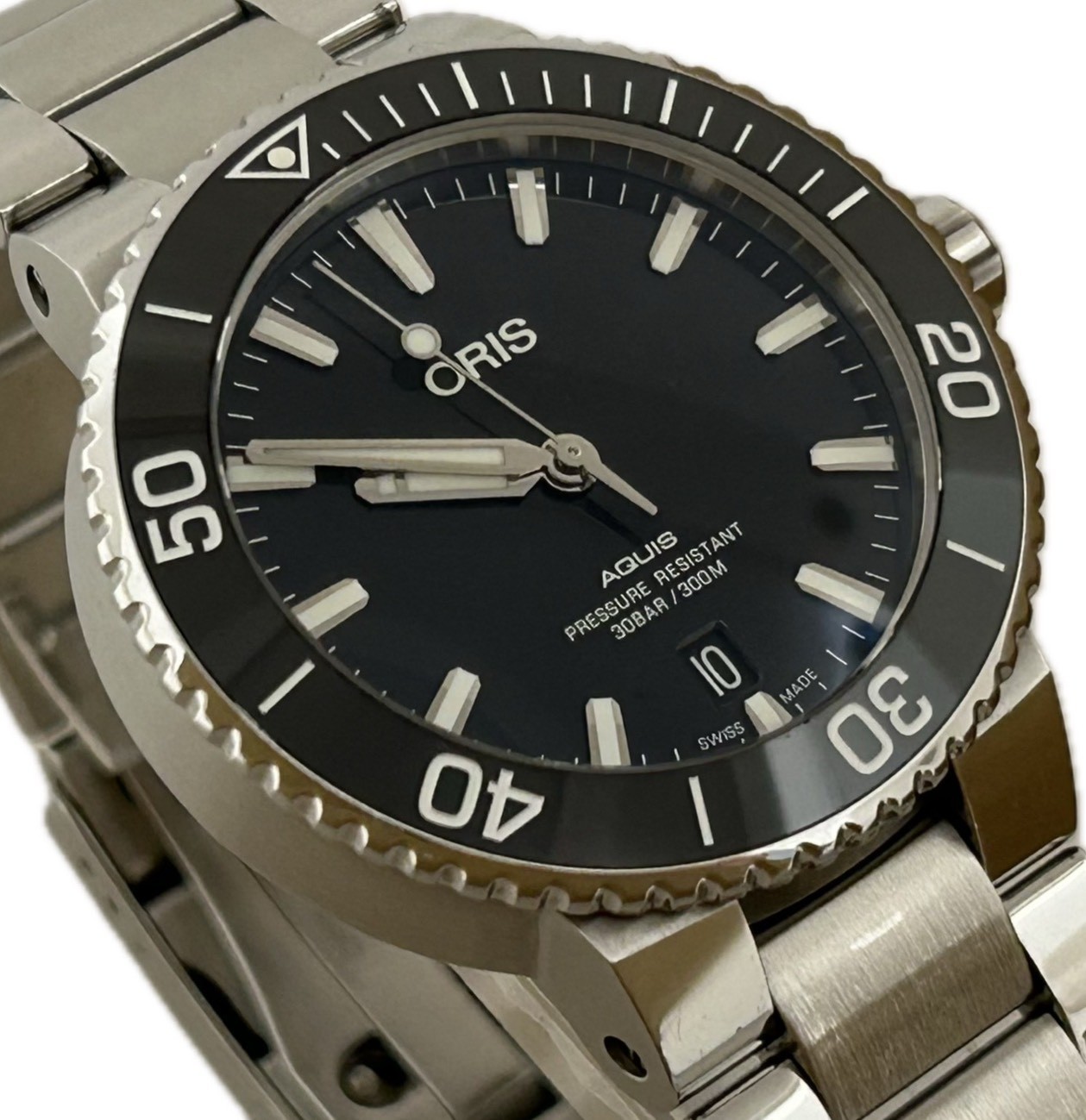 Oris Aquis Date 01 773 7732 4134 Black Automatic Mens Watch Excellent A6305 image 5