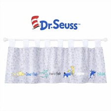 Dr Seuss One Fish Two Fish Kids Nursery Window Valance Embroidered 56x12