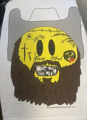 Post Malone 2025 Big Ass Stadium Tour Emoji Shirt Mens XL Posty Co White