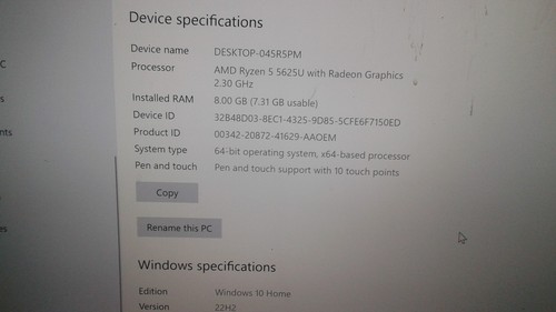 PARTS_REPAIR_HP_ENVY_15.6-"RYZEN_5_5625U_8GB/RAM - Afbeelding 6 van 8