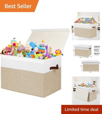 Durable Collapsible Toy Storage Chest - 25''x13''x16'' with Removable Dividers