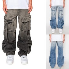 Victorious Men's Baggy Fit Faded Wash Oversized Cargo Jeans DL1533