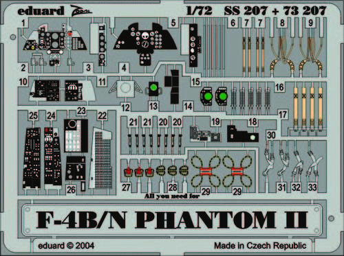 Eduard Accessories 73207 - 1:72 F-4B/N Phantom Ii - ÄTzsatz - Neu-image