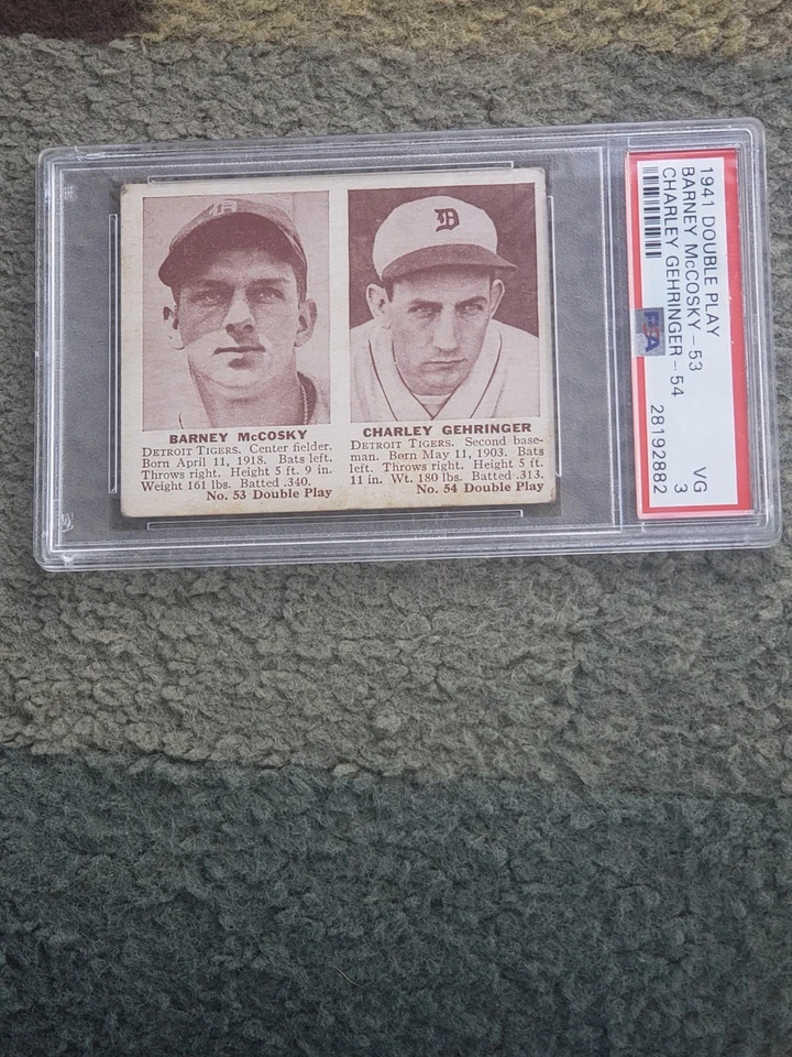 1941 double play charlie gehringer/barney mcCosky. psa 3. original.  vintage.... - Image 3 of 4