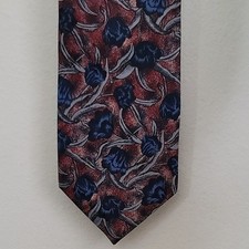 Wembley Blue, Burgundy  Gray Floral Mens Tie