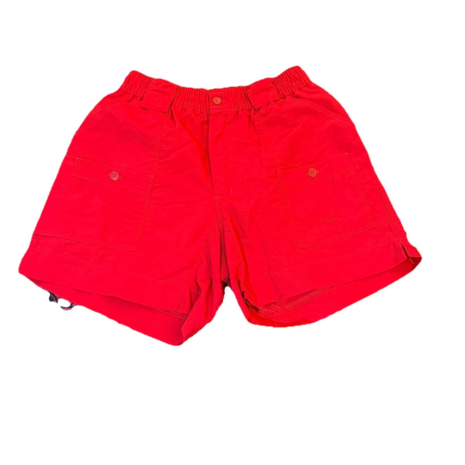 AFTCO M01 Original Fishing Shorts Mens 30 Red Nylon Cargo Utility 6” Inseam
