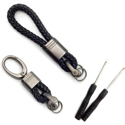 Schlüsselanhänger , Auto Schlüsselring, PU Seil, Zinklegierung, schwarz, 2 Stück