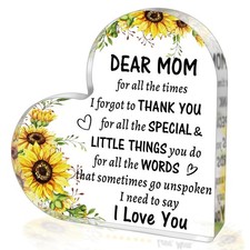 Mothers Day Gifts for Mom from Daughter Son, to My Acrylic Heart Clear