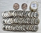 AUTHENTIC/ORIGINAL! 1958 OBR OF 50 ROOSEVELT SILVER DIMES MS++