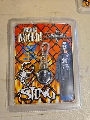WCW Sting Wrestling WATCH-IT! Mini Clip On Watch Vintage 1999 Quartz Analog