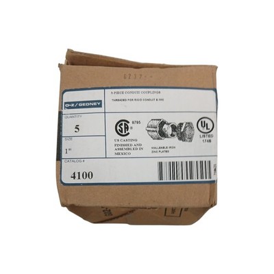 O-Z Gedney 4100 3pc.Conduit Coupling 1'' Threaded Rigid Conduit IMC Lot of 10 New