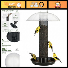 Hanging Metal Mesh Finch Bird Feeder for Thistle  Nyjer Seed, Rainproof Dome, 2