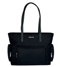 Michael Kors Khai LG Multifunction Laptop Pocket Tote Shoulder Nylon Bag Black