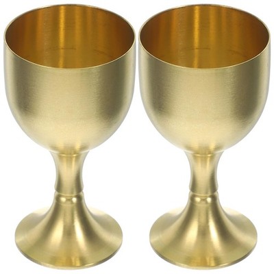 Brass Goblet Set of 2 Medieval Chalice Renaissance Drinking Cup Wine Glasses