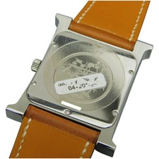 Hermes H Watch L Stamp Hh1.810 Quartz 3ATM SS Silver Brown White Men'S 8