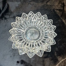 Beautiful Vintage Federal Pressed Petal Glass Bowl And Serving Platter. 2pcs