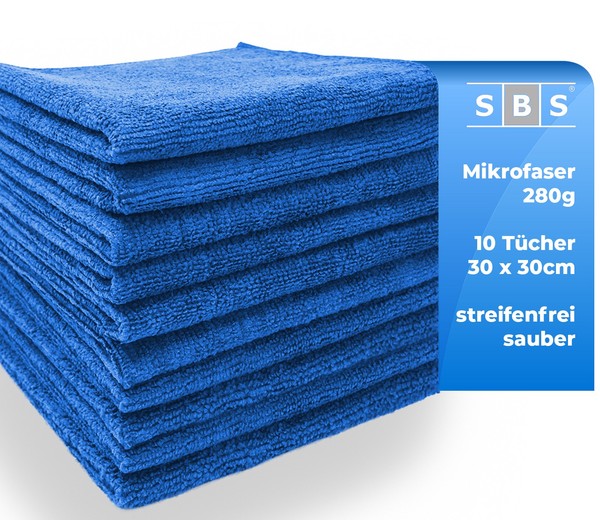 Sbs® MikrofasertüCher 30 X 30Cm Blau 10 StüCk Microfasertuch Reinigungstuch-image