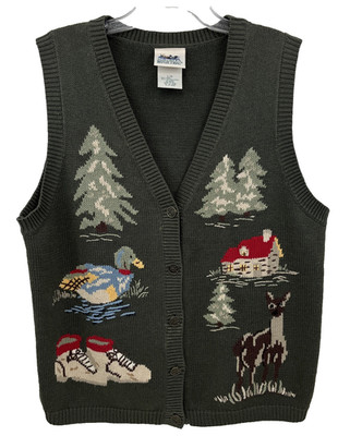 Vintage Northern Reflections Sweater Vest Size L Ramie Cotton Knit Cottage Core