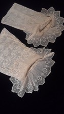 VINTAGE 1920S EDWARDIAN HIGH QUALITY LACE CUFF FINGERLESS GLOVES NO FLAWS