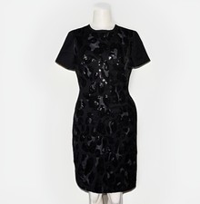 Tory Burch Larissa Dress Black Wool Sequined Embroidered | size 8 | MSRP $695 