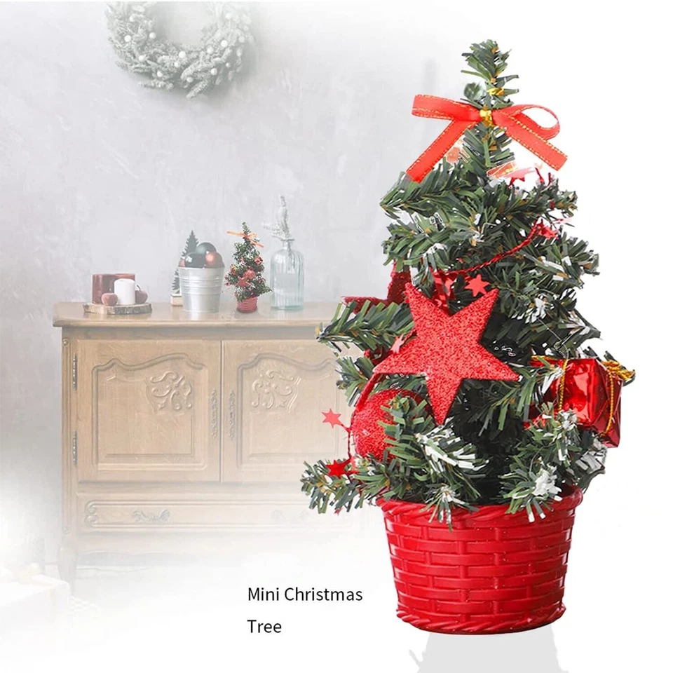 Small Christmas Tree Mini Christmas Pine Tree for Table Decorations Set Of 2 AU - Image 4 of 4