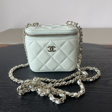 Chanel Mini Vanity Light Green Caviar Gold HW Auth
