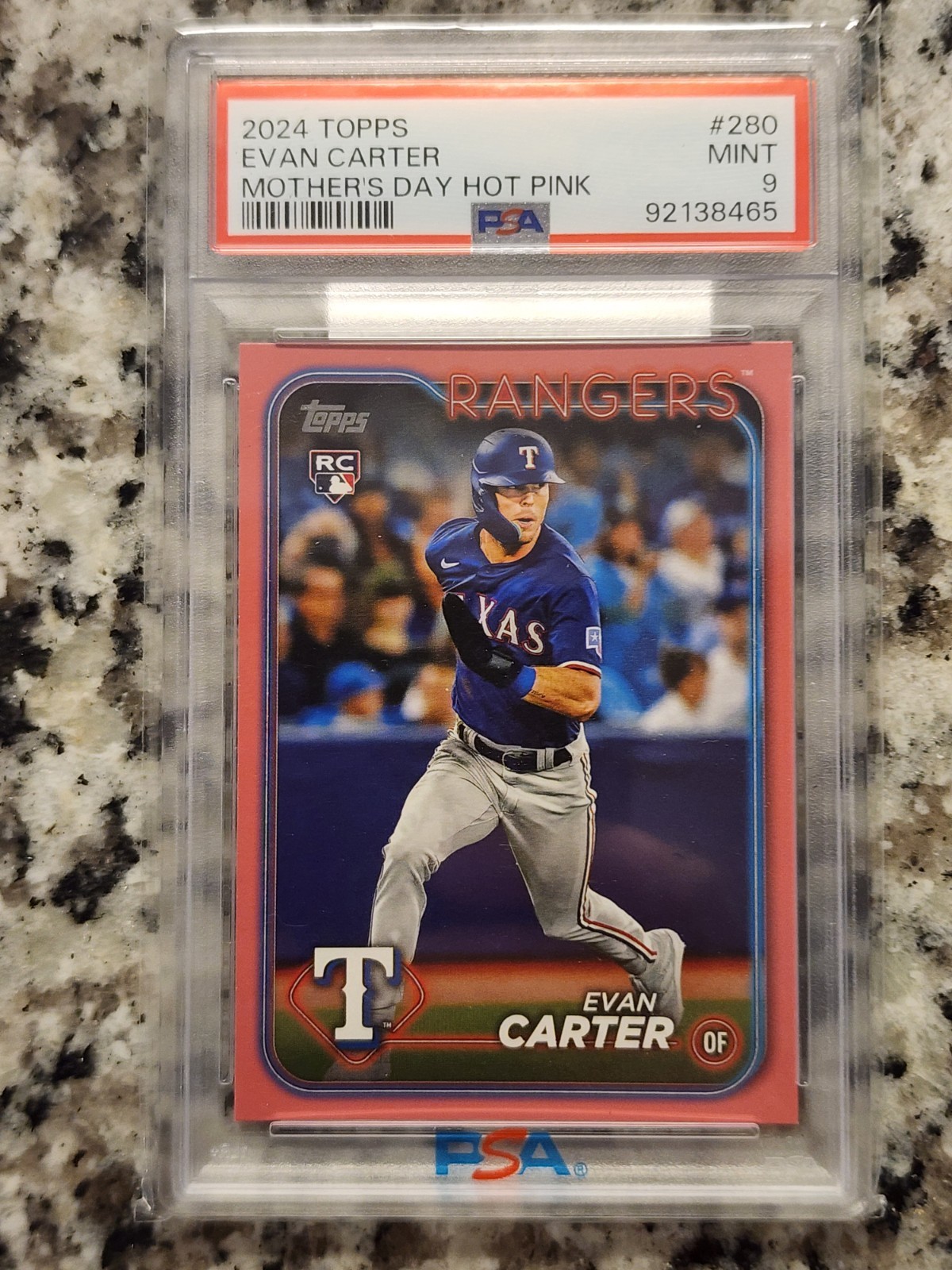 2024 Topps Series 1 - Evan Carter #280 Mother's Day Hot Pink /50 (RC)