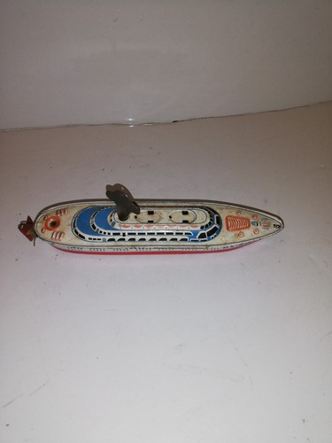 BATEAU PAQUEBOT EN TOLE A CLE MS-REX 23 CM MS VINTAGE WEST GERMANY - Photo 2/8