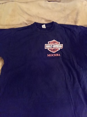 Vintage Harley Davidson T Shirt Moscow Russia Black Mens Size XXL 