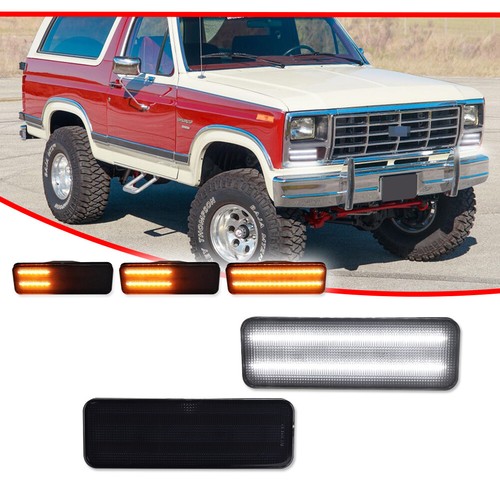 Smoke Bumper Switchback LED DRL Signal Lamp For 80-86 Ford Bronco F150 F250 F350 - Picture 3 of 11