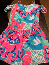 Lilly Pulitzer Size XS Klea Romper I m So Jelly Coral Reef Pink Blue 25480