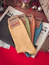 Women's Linen Socks, colourful 4pairs pack flax socks natural soft socks