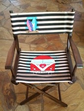 Sedia da regista vintage in tela di legno (ristrutturata)