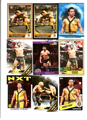 Hideo Itami Wrestling Lot of 9 Different Trading Cards With 1 Insert WWE HI-D1