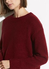 NWT Vince Textured Merino Wool Relaxed Fit Pullover, Red, Medium, MSRP 445