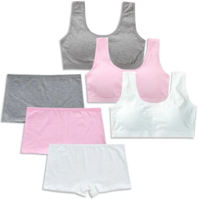 SHQANG Training Bras Crop Top Girls Bra Underwear Short Boxer Sets Cotton 8-14 Years