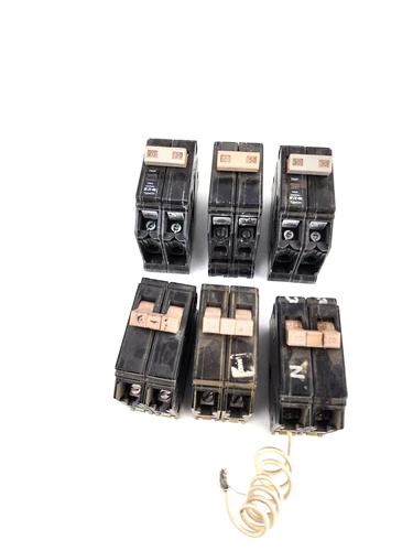 Used 6pcs Lot Eaton Type CH 2 Pole 20A 30A 50A Circuit Breakers