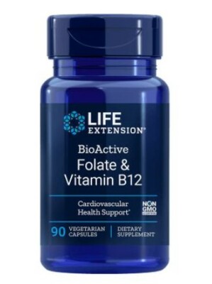 Life Extension BioActive Folat & Vitamin B12, 90 Vege. Kapseln