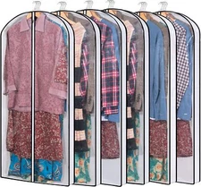 MsKitchen Hanging Clothes Bag with 4" Gusseted 24"x50"x4"/ 6 Pack, Clear 