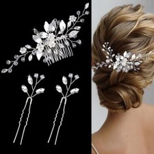 Crystal Wedding Hair Accessories - Hair Comb with Rhinestone Hair Pins and